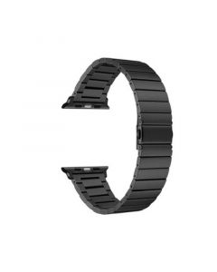 Men and Women Black Stainless Steel Replacement Band for Apple Watch with Removable Links, 42mm