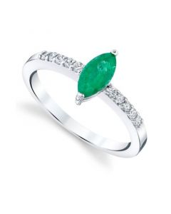 Emerald (5/8 ct. t.w.) & Diamond (1/6 ct. t.w.) Ring in 14k White Gold