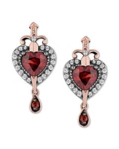 Enchanted Disney Garnet (1-1/10 ct. t.w.) & Diamond (1/5 ct. t.w.) Evil Queen Villains Drop Earrings in 14k Rose Gold & Sterling Silver