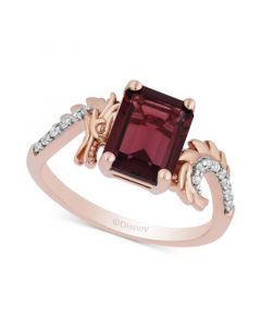 Enchanted Disney Rhodolite Garnet (3-3/4 ct. t.w.) & Diamond (1/10 ct. t.w.) Mulan Dragon Ring in 14k Rose Gold