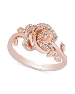 Enchanted Disney Diamond Rose Belle Ring (1/10 ct. t.w.) in 14k Rose Gold