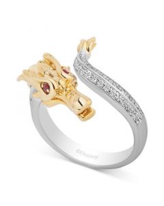 Enchanted Disney Diamond (1/4 ct. t.w.) & Rhodolite Garnet (1/20 ct. t.w.) Mulan Dragon Ring in 14k Gold & Sterling Silver