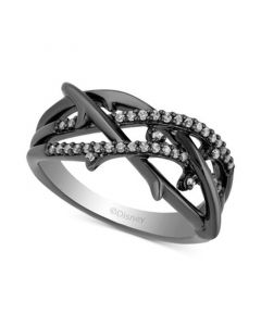 Enchanted Disney Diamond Maleficent Villains Statement Ring (1/6 ct. t.w.) in Black Rhodium-Plated Sterling Silver