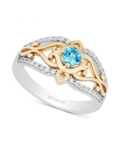 Enchanted Disney Swiss Blue Topaz (1/4 ct. t.w.) & Diamond (1/5 ct. t.w.) Jasmine Ring in 14k Gold & Sterling Silver