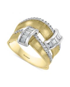 EFFY® Diamond Two-Row Satin Finish Statement Ring (3/4 ct. t.w.) in 14k Gold & White Gold