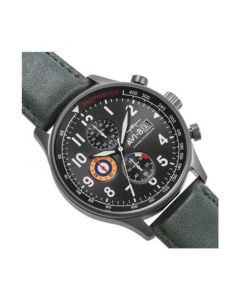 Men's Hawker Hurricane Chronograph Dark Green Genuine Leather Strap Watch 42mm