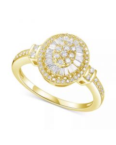 Diamond Baguette Halo Cluster Ring (1/2 ct. t.w.) in 14k Gold or Rose Gold