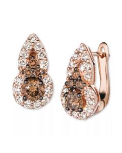 Chocolate Diamond (1/2 ct. t.w.) & Nude Diamond (3/8 ct. t.w.) Leverback Earrings in 14k Rose Gold or White Gold