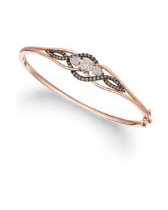 Chocolate Diamond (1/5 ct. t.w.) & Vanilla Diamond (3/8 ct. t.w.) Bangle Bracelet in 14k Rose Gold