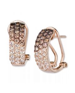 Ombré Chocolate Diamond & Nude Diamond (1-1/4 ct. t.w.) Omega Hoop Earrings in 14k Rose Gold, White Gold or Yellow Gold