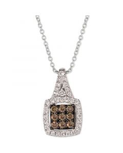 Chocolate Diamond (1/3 ct. t.w.) & Nude Diamond (1/3 ct t.w.) Square Cluster 18" Pendant Necklace in 14k White Gold