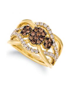 Chocolate Diamond (1-1/20 ct. t.w.) & Nude Diamond (5/8 ct. t.w.) Openwork Ring in 14k Gold