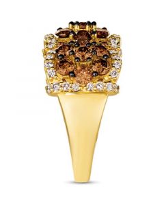 Chocolate Diamond (1-3/4 ct. t.w.) & Nude Diamond (1/2 ct. t.w.) Triple Cluster Ring in 14k Gold