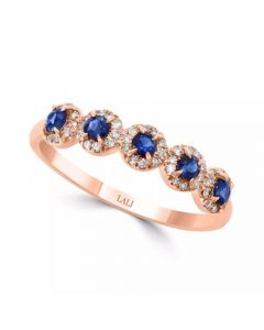 Sapphire (1/3 ct. t.w.) & Diamond (1/6 ct. t.w.) Cluster Band in 14k Rose Gold