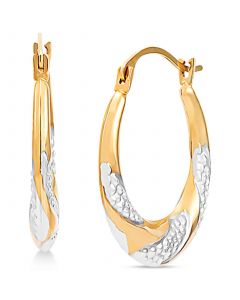 Two-Tone Swirl Hoop Earrings in 14k Gold & White Rhodium-Plate