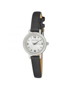 Women's Coin Edge Bezel Black Polyurethane Strap Watch 26mm