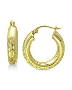 Small Textured Hoop Earrings in 18k Gold-Plated Sterling Silver, 1" Created for Macy's