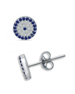 Cubic Zirconia Evil Eye Stud Earrings in Sterling Silver, Created for Macy's