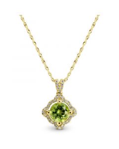 Peridot (1 ct. t.w.) & Diamond (1/8 ct. t.w.) 18" Pendant Necklace in 14k Gold