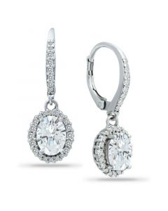 Cubic Zirconia Halo Drop Earrings in Sterling Silver, Created for Macy's