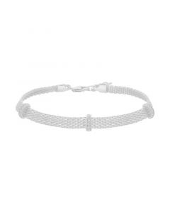 Cubic Zirconia Mesh Link Bracelet in Sterling Silver