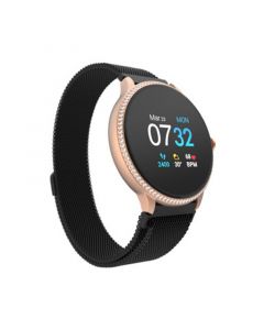 Sport 3 Women's Special Edition Touchscreen Smartwatch: Rose Gold Crystal Case with Black Mesh Strap 45mm