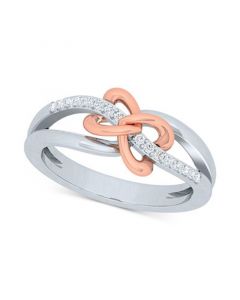 Diamond Two-Tone Bow Ring (1/10 ct. t.w.) in Sterling Silver & 10k Rose Gold