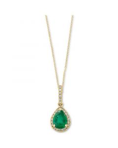 EFFY® Emerald (7/8 ct. t.w.) & Diamond (1/8 ct. t.w.) 18" Pendant Necklace in 14k Gold