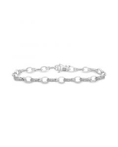 Diamond Circle Link Bracelet (1/6 ct. t.w.) in Sterling Silver