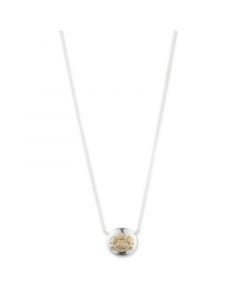 Sterling Silver Chain with 18K Gold Over Sterling Silver Crest Pendant Necklace