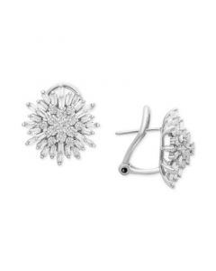 Diamond Starburst Earrings (1-1/2 ct. t.w.) in 14k White Gold, Created for Macy's