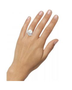 EFFY® Cultured Freshwater Pearl (12-1/2mm) & Diamond (3/4 ct. t.w.) Ring in 14k White Gold (Also Available in 14k Yellow Gold & Rose Gold)