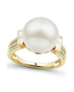 Cultured Ming Pearl (12mm) & Diamond (1/5 ct. tw.) Ring in 14k Gold