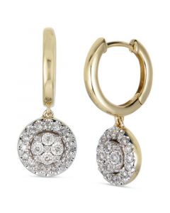 Diamond Cluster Dangle Hoop Drop Earrings (1/2 ct. t.w.) in 14k Gold