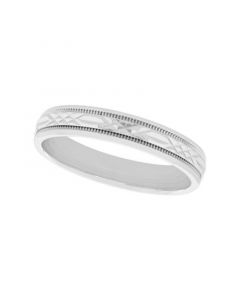 Macy's Unisex Geometric Milgrain 925 Sterling Silver Wedding Band