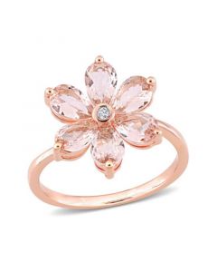 Morganite and Diamond Accent Floral Ring