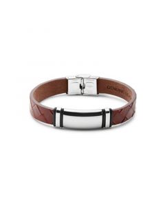 Men's Brown Woven Leather Id Bracelet