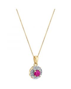 Ruby (1/2 ct. t.w.) & Diamond (1/10 ct. t.w.) Halo 18" Pendant Necklace in 10k Gold