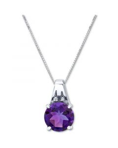 Amethyst (3-1/2 ct. t.w.) & Diamond Accent 18" Pendant Necklace in Sterling Silver