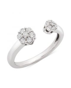 Diamond Flower Cluster Cuff Ring (1/4 ct. t.w.) in 14k White Gold, Created for Macy's