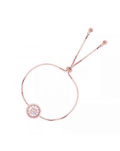 Cubic Zirconia Round and Baguette Wheel Adjustable Bolo Bracelet in Sterling Silver (Also in 14k Gold Over Silver or 14k Rose Gold Over Silver)