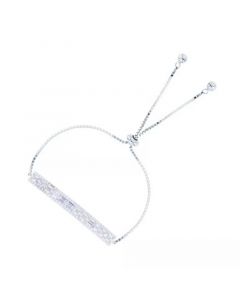 Cubic Zirconia Round and Baguette Bar Adjustable Bolo Bracelet in Sterling Silver (Also in 14k Gold Over Silver)