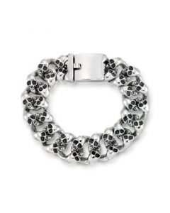 Men's Multi Skull Link Bracelet in Stainless Steel