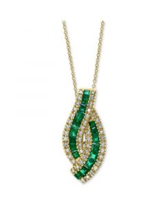 EFFY® Emerald (7/8 ct. t.w.) & Diamond (1/5 ct. t.w.) 18" Pendant Necklace in 14k Gold