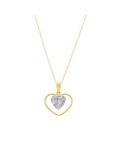 Crystal Heart 18" Pendant Necklace in 10k Yellow Gold