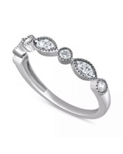 Diamond Beaded-Edge Band (1/4 ct. t.w.) in 14K White, Yellow or Rose Gold