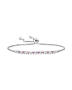 Ruby (1/4 ct. t.w.) & Diamond (1/20 ct. t.w.) Bolo Bracelet in Sterling Silver