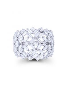 Cubic Zirconia Round and Baguette Cut Scattered Dome Ring