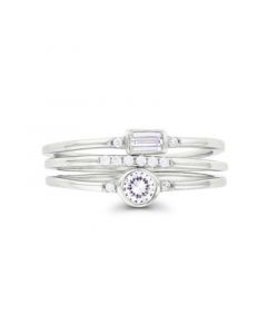 Cubic Zirconia Round and Baguette Faux Stacked Ring