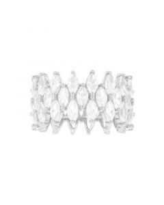 Cubic Zirconia 3-Row Marquise Cut Ring